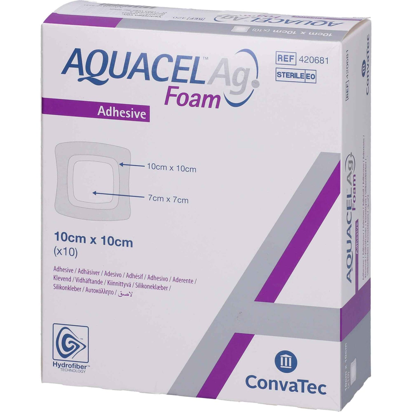 AQUACEL Ag Foam adhesive 10x10 cm bandage