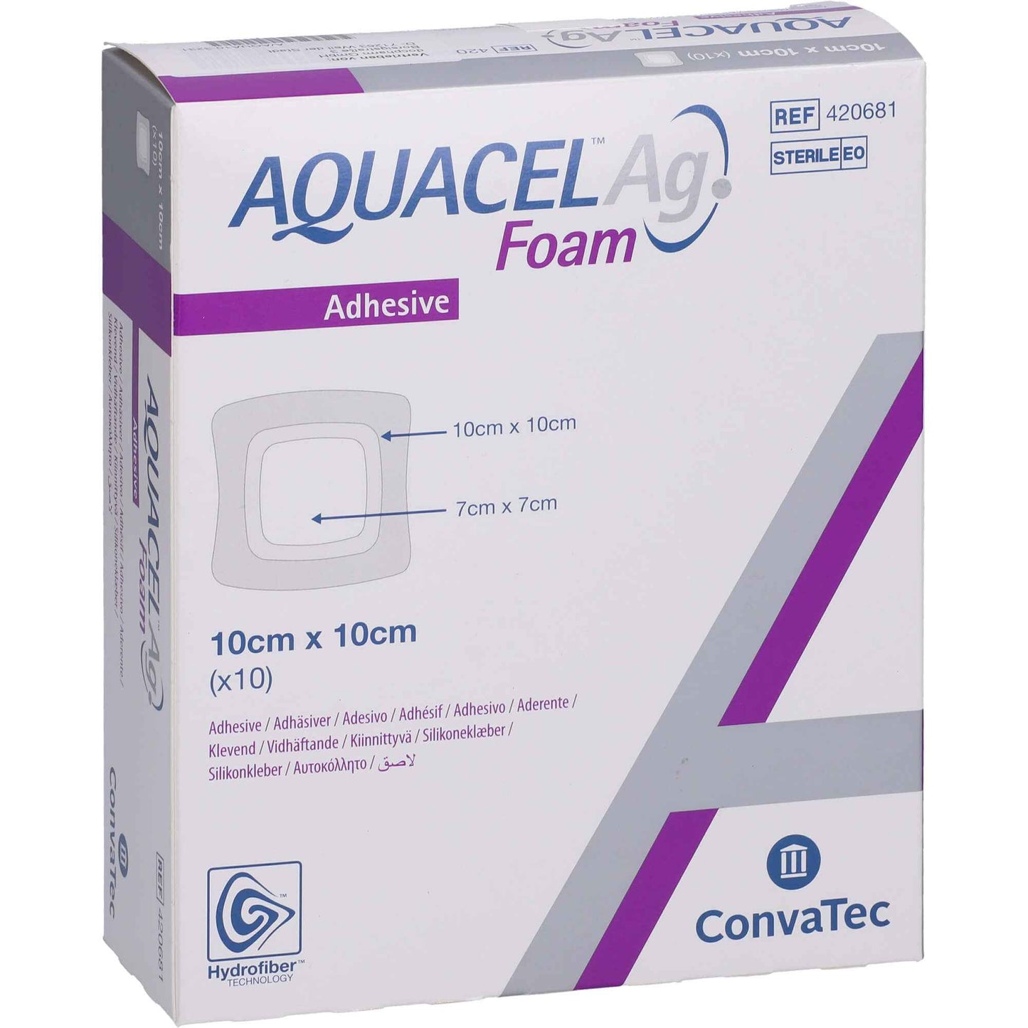 AQUACEL Ag Foam adhesive 10x10 cm bandage