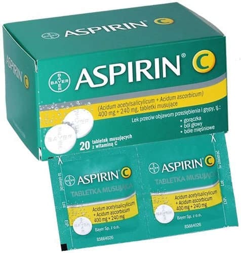 Fever, headache ASPIRIN C x 20 effervescent tablets