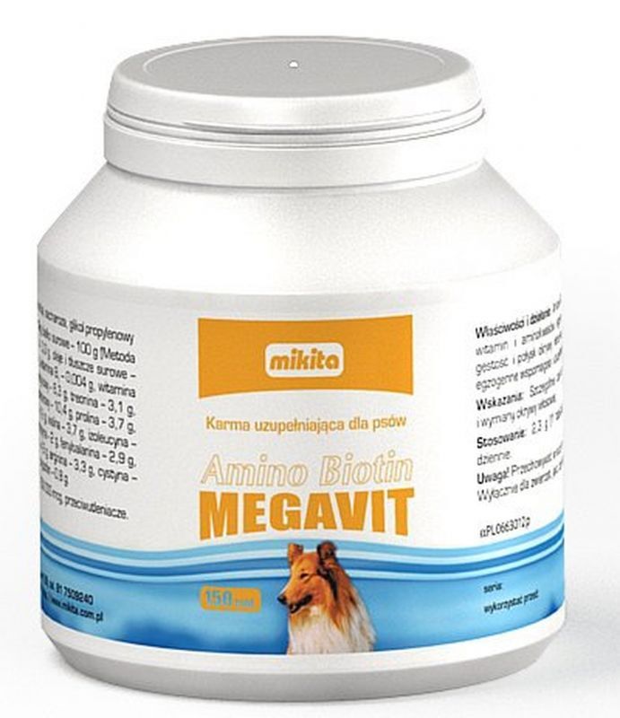 Amino-Biotin Megavit Supplementary coat preparation for dogs 150 tablets - UKDorf