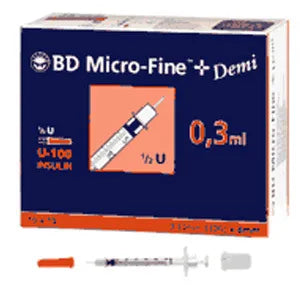 Insulin syringes, BD MICRO-FINE+ insulin syringe 0.3 ml U100 0.3x8 mm - UKDorf
