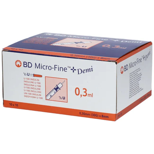 Insulin syringes, BD MICRO-FINE+ insulin syringe 0.3 ml U100 0.3x8 mm - UKDorf