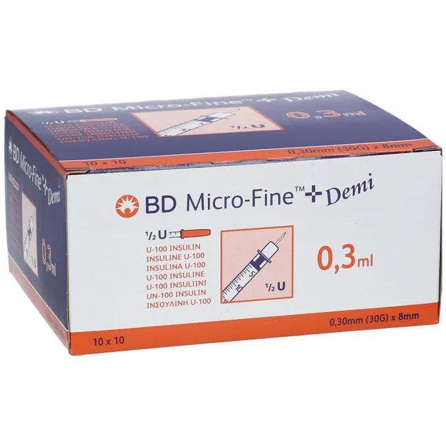 Insulin syringes, BD MICRO-FINE+ insulin syringe 0.3 ml U100 0.3x8 mm - UKDorf