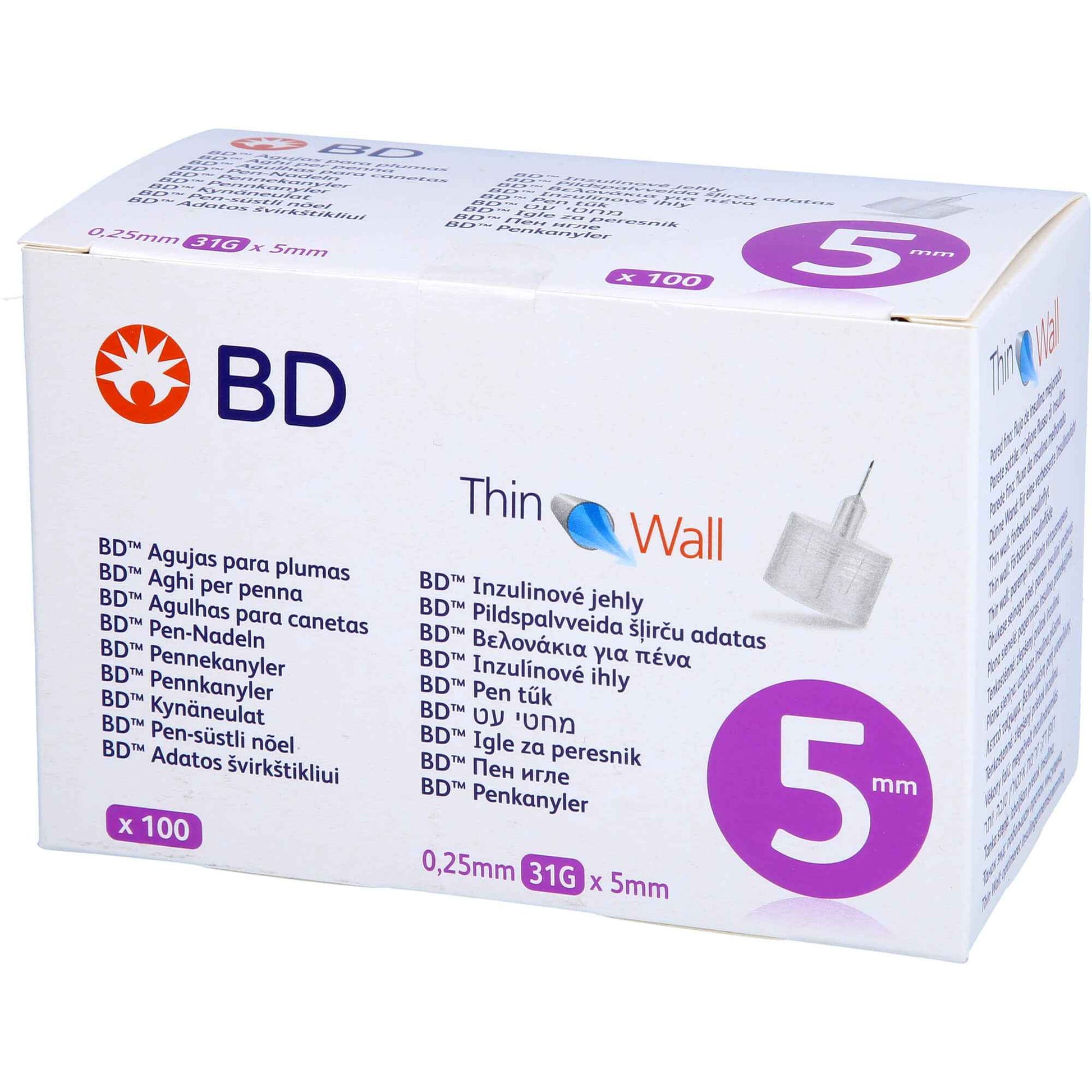BD THIN Wall Pen Needles 0.25 31 Gx5 mm