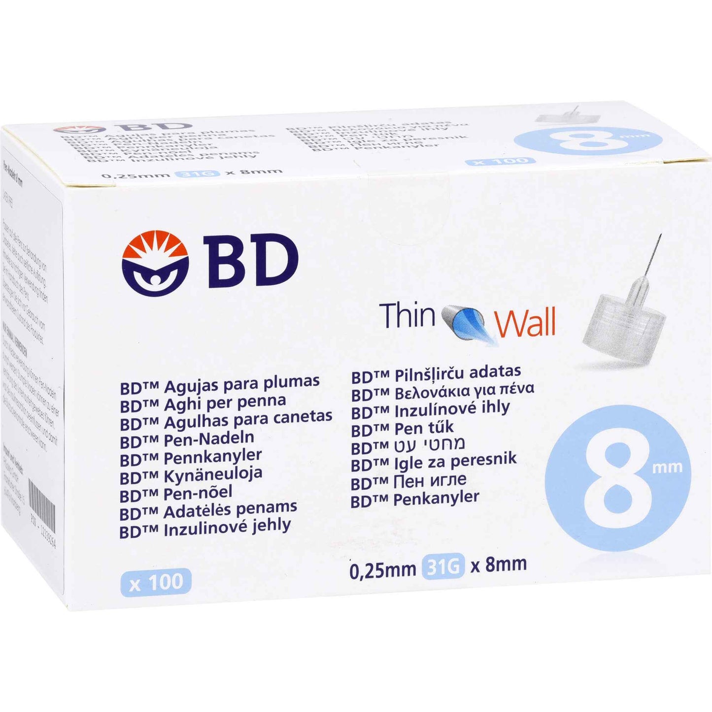 BD THIN Wall Pen Needles 0.25 31 Gx8 mm
