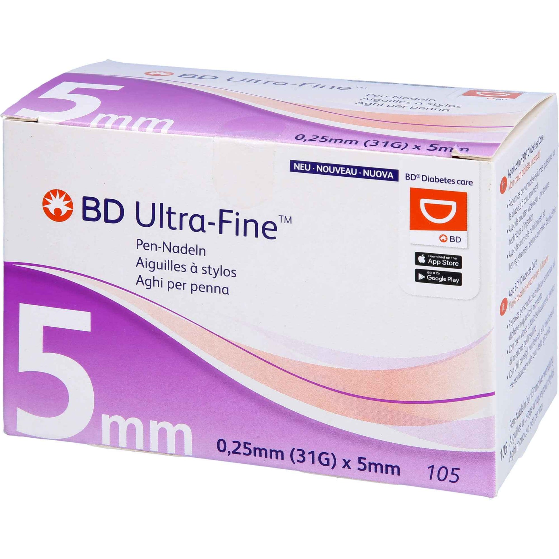 BD ULTRA-FINE pen needles 5 mm 31 G 0.25 mm