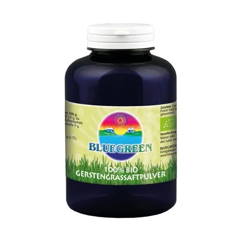 BLUEGREEN 100% organic barley grass juice powder 600 g - UKDorf
