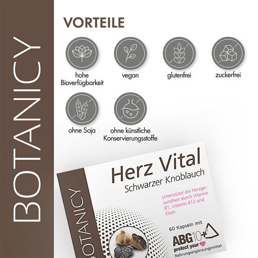 Black garlic, HERZ VITAL, heart and blood vessels capsules - UKDorf