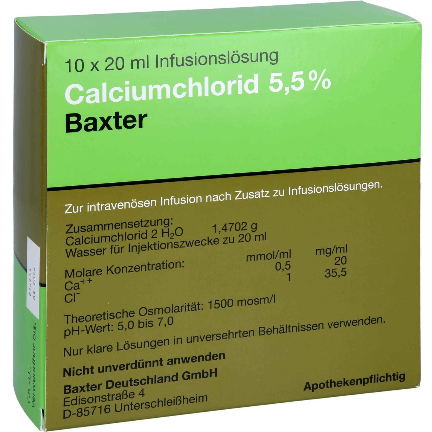 CALCIUM CHLORIDE solution 5.5% ampoules