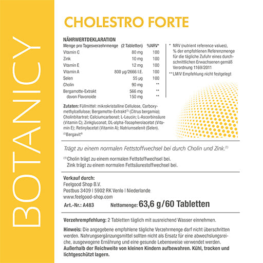 CHOLESTRO forte with BERGAVIT, citrus fruit “bergamot”, support homocysteine, fat metabolism - UKDorf