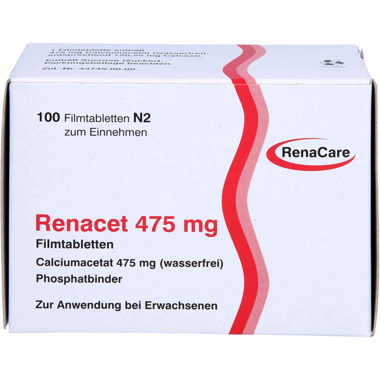 Calcium acetate, chronic kidney failure, RENACET 475 mg film-coated tablets