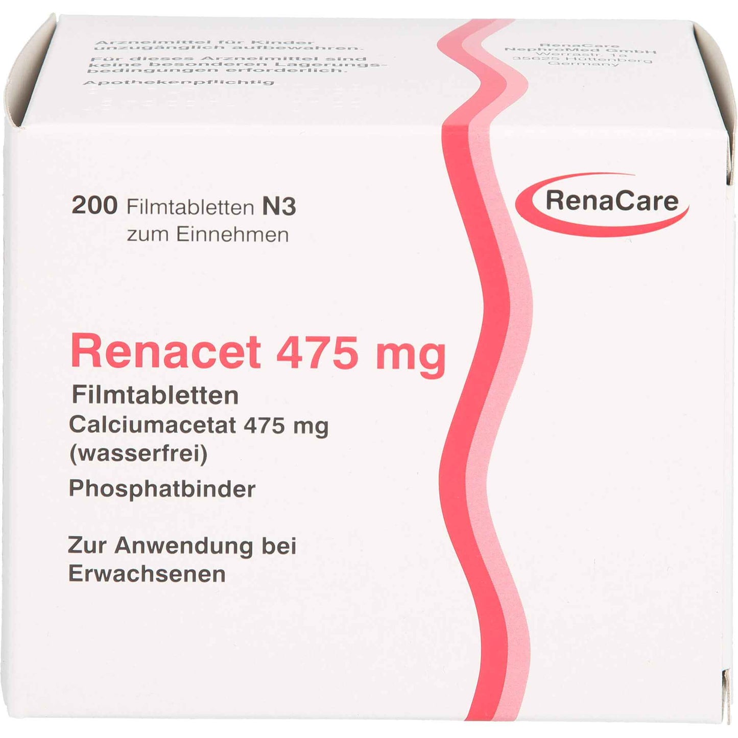 Calcium acetate, chronic kidney failure, RENACET 475 mg film-coated tablets