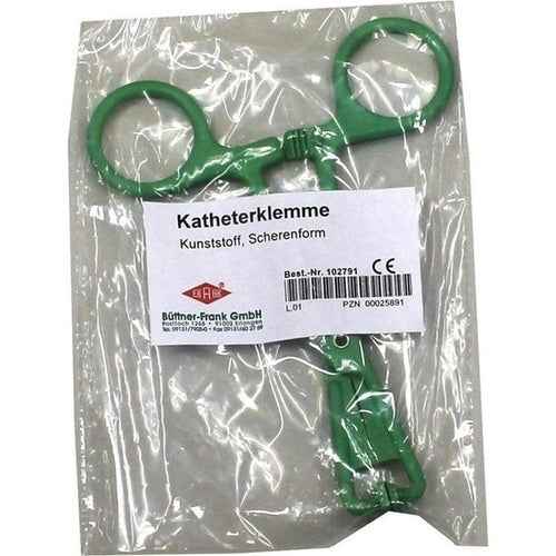 Catheter clamp scissor-shaped plastic