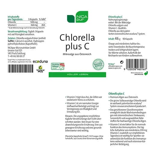 Chlorella vulgaris, Chlorella Plus C Capsules - UKDorf