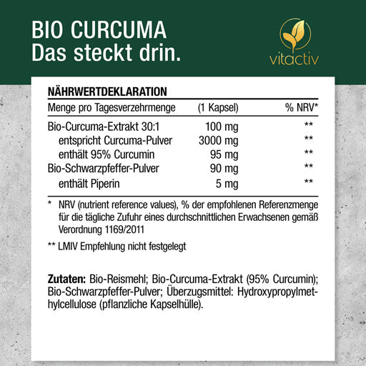 Curcumin and piperine, turmeric curcumin, CURCUMA 3000 organic capsules - UKDorf