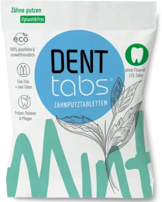 DENTTABS toothpaste tablets stevia-mint or fluoride - UKDorf