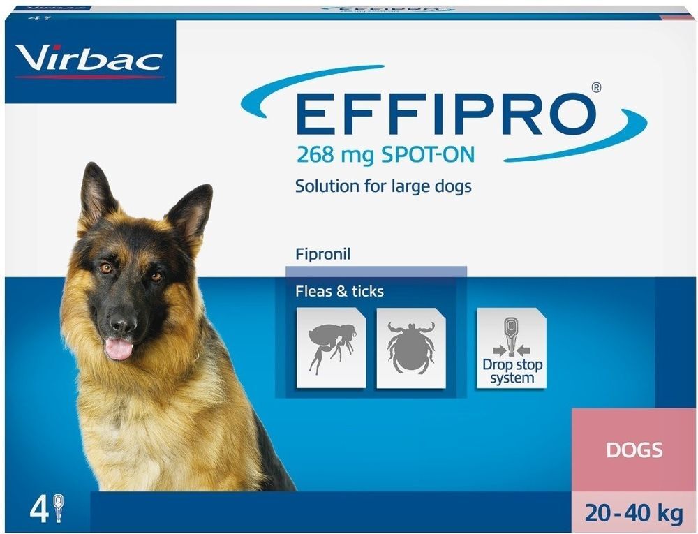 Effipro 4 x 268 mg Spot-on solution for dogs 20-40 kg - UKDorf