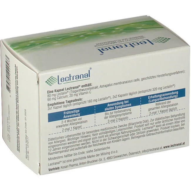 For the dietary treatment of allergies, LECTRANAL capsules