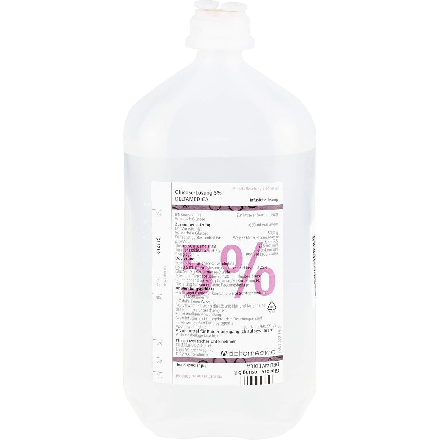 GLUCOSE 5% DELTAMEDICA infusion solution plastic bottle