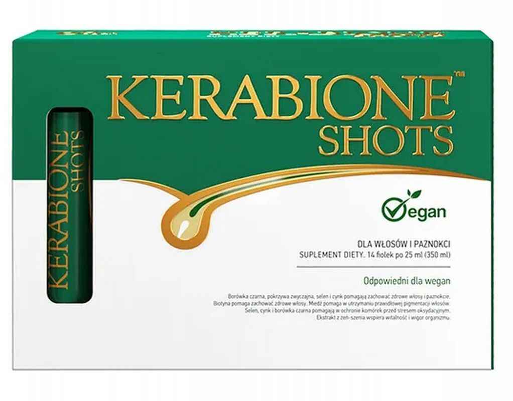Hair and nails (bilberry, stinging nettle, selenium, and zinc) Kerabione Shots Vegan