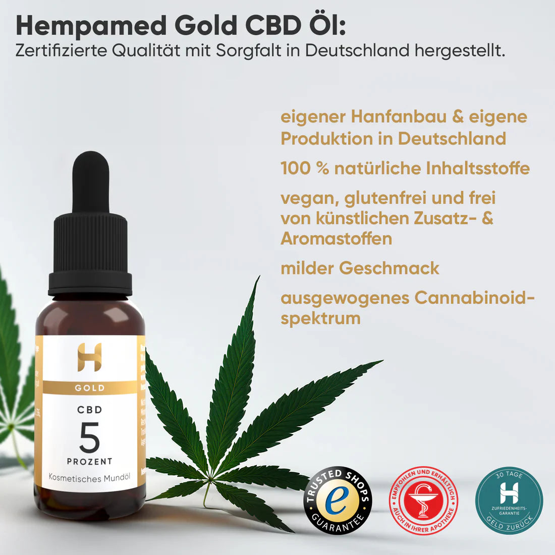 Hempamed Gold CBD Oil 5% - UKDorf