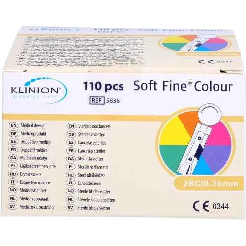 KLINION Soft fine color lancets 28 G