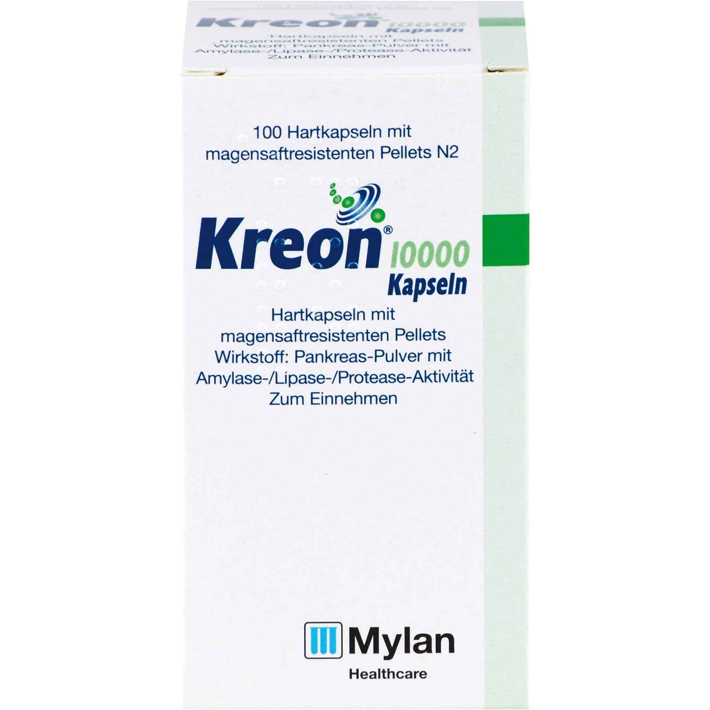 KREON amylase, lipase, protease 10,000 hard caps with gastric juice coating pellets 100 pieces