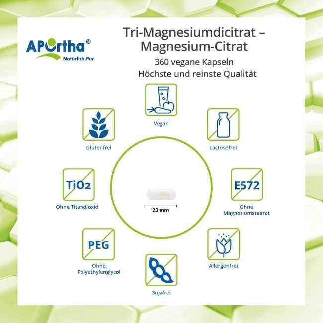 MAGNESIUM CITRATE Tri-magnesium dicitrate vegan caps. 360 pcs