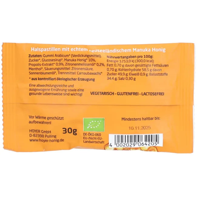 Manuka Honey Throat Pastilles MGO 250+ Lemon Balm - UKDorf