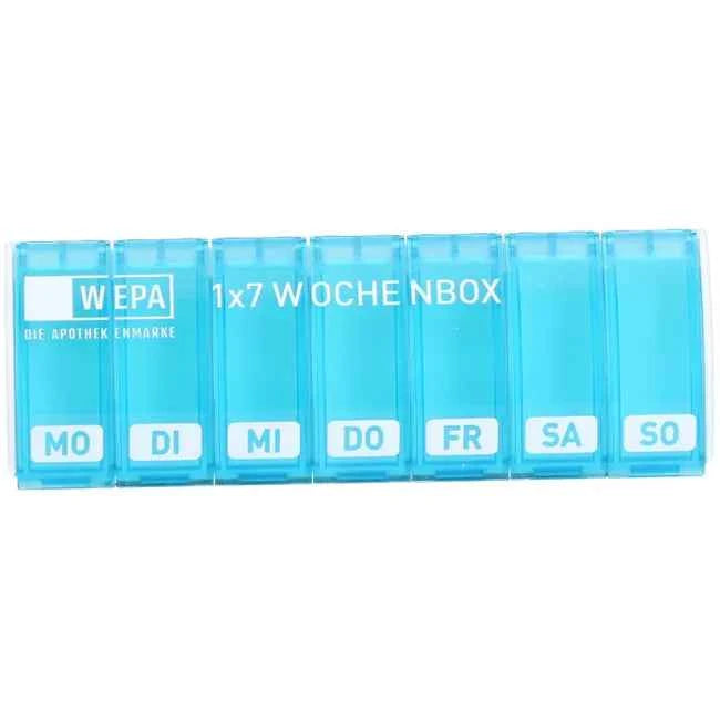 Medication box, WEPA 1x7 weekly box UV protection+ turquoise
