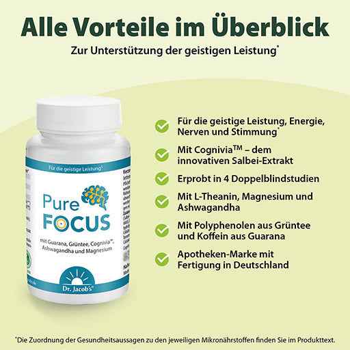 Memory, mood, PURE FOCUS tablets Dr.Jacobs