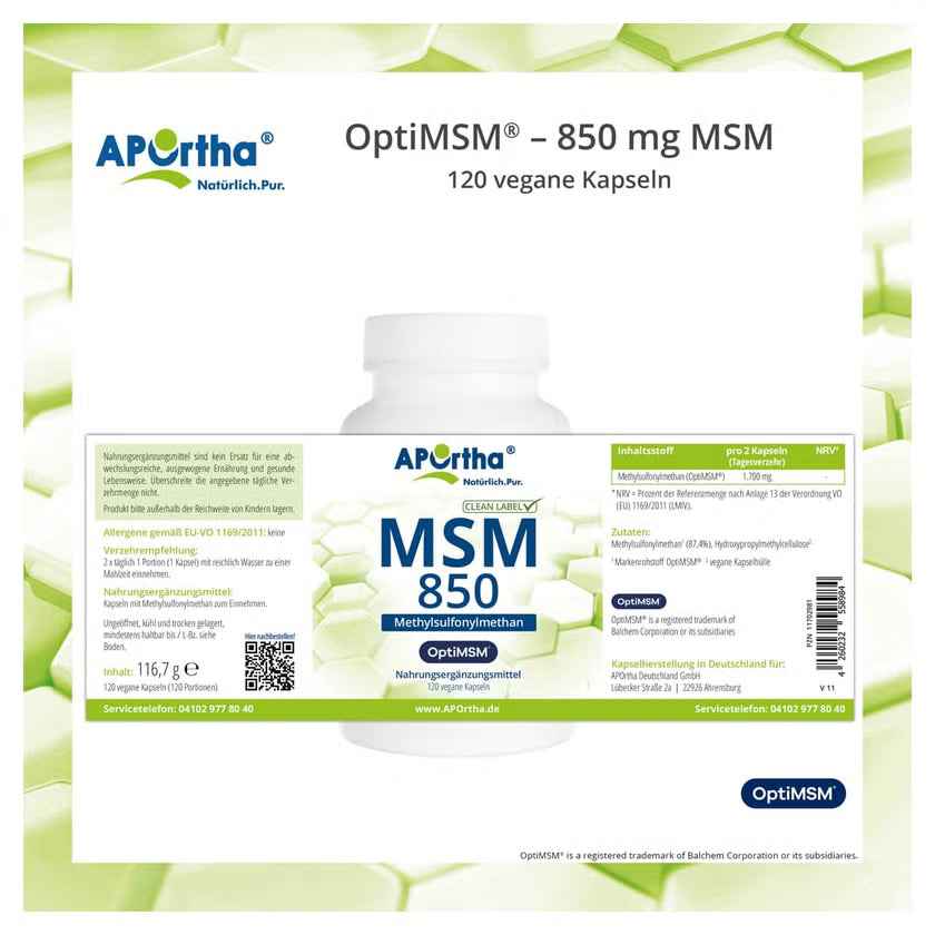 NORDHIT OptiMSM 850 mg MSM Capsules 120 pcs