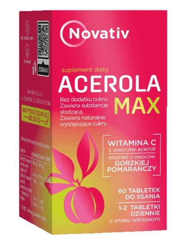 Novativ Acerola Max 60 cherry flavored lozenges