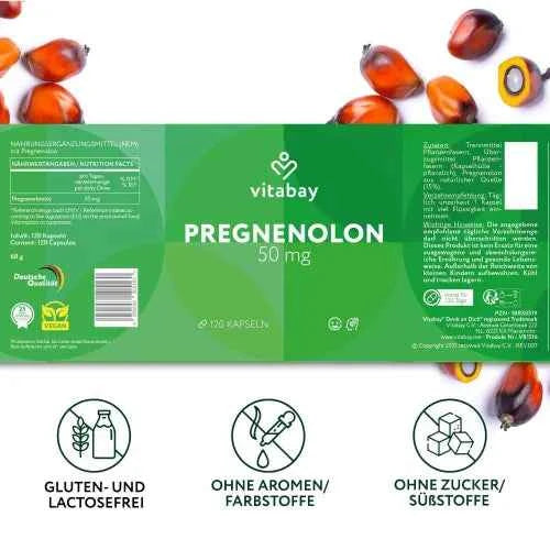 Pregnenolone 50 mg high-dose capsules, 120 count