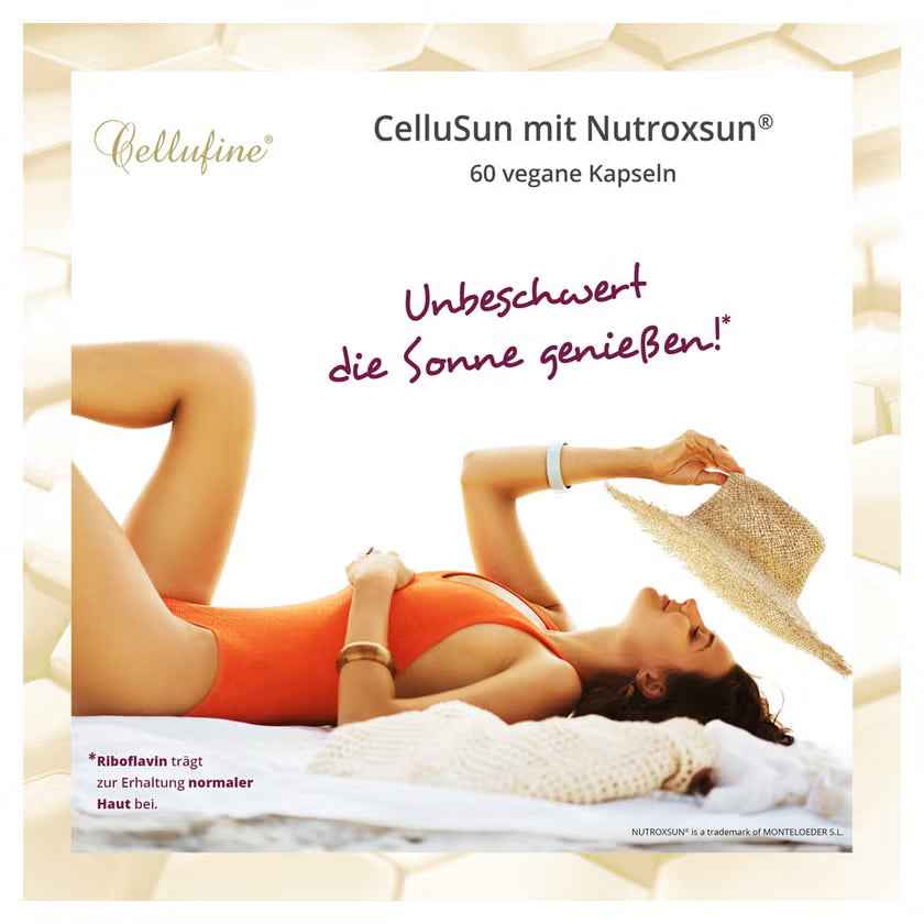 Riboflavin (vitamin B2), Rosemary leaf and grapefruit, CelluSun with NutroxSun capsules