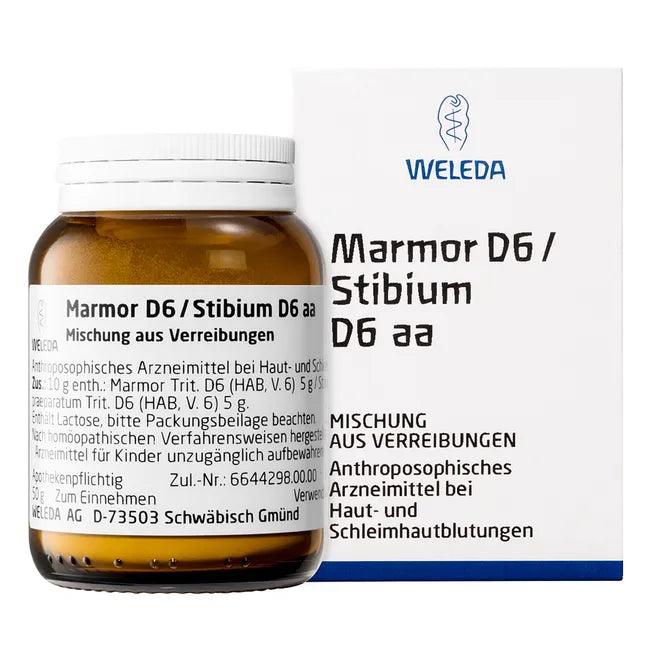 Skin, mucous membrane bleeding, menstrual disorders, nosebleeds, MARBLE D 6/Stibium D 6 aa Trituration - UKDorf
