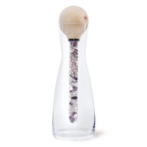 Swiss pine ball set, gemstone wand, Flower of Life and glass carafe (1 piece)