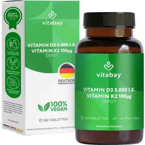 VITAMIN D3 DEPOT 5000 IU + vitamin K2 7100 μg tab. 180 pcs