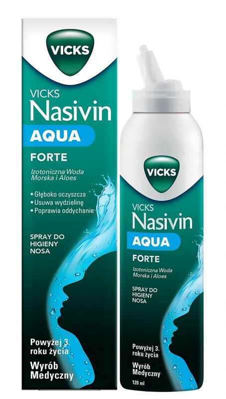 Vicks Nasivin Aqua Forte Isotonic Sea Water and Aloe Nasal Spray 120 ml