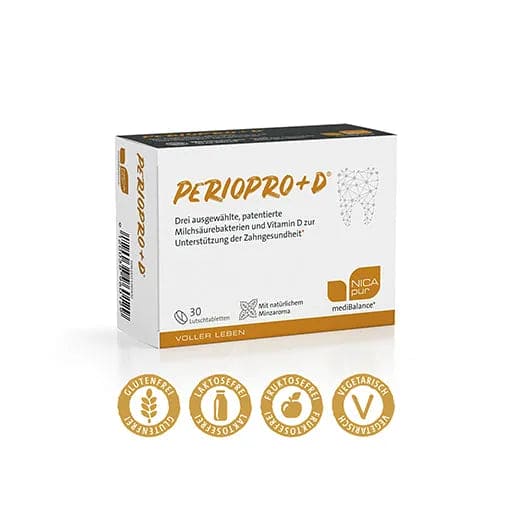 Vitamin d and dental health, Vitamin D3, bacterial strains, MediBalance PerioPro+D lozenges - UKDorf