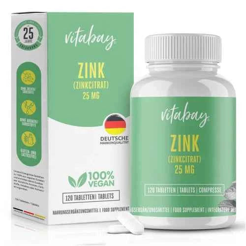 Zinc 25 mg from zinc citrate, vegan, high-dose tablets, 120 tablets