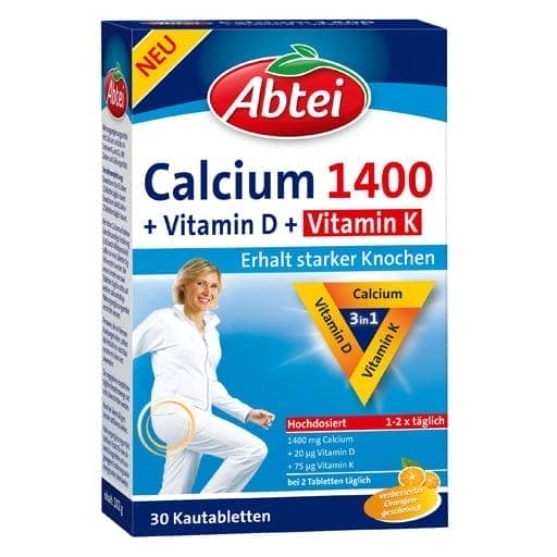 ABBEI Calcium 1400+Vitamin D3+K chewable tablets - UKDorf