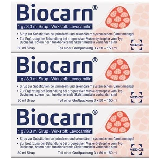 BIOCARN syrup acetyl l carnitine 3X50 ml levocarnitine UK