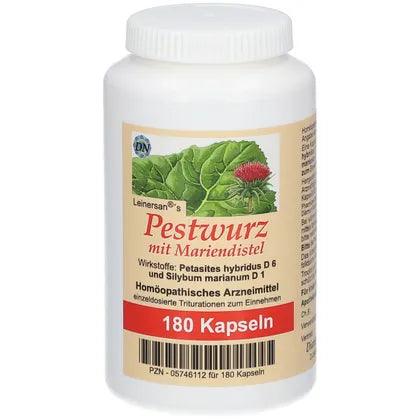 Butterbur with milk thistle capsules, butterbur migraine, petasites hybridus - UKDorf