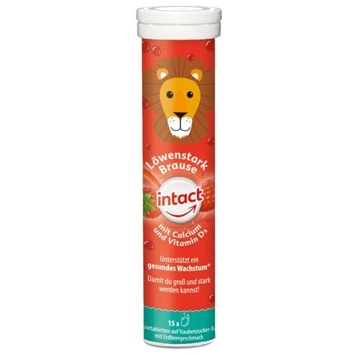 Calcium and vitamin D, INTACT Löwenstark,strawberry effervescent tablets - UKDorf