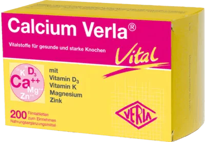 Calcium carbonate, vitamin D, K, magnesium, zinc, CALCIUM VERLA Vital film tablets - UKDorf