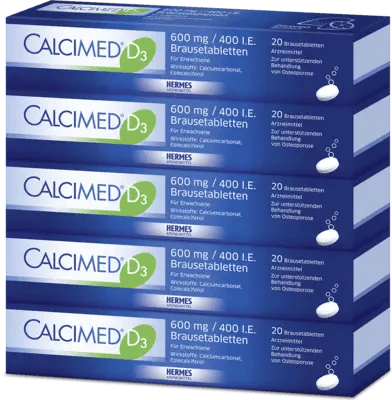 Calcium carbonate, vitamin D3, CALCIMED D3 600 mg, 400 IU effervescent tablets - UKDorf