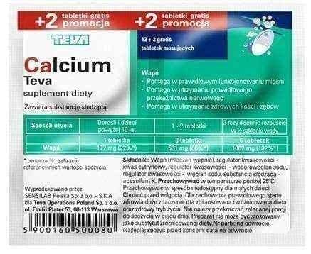 Calcium Teva 12 + 2 effervescent tablets for free UK