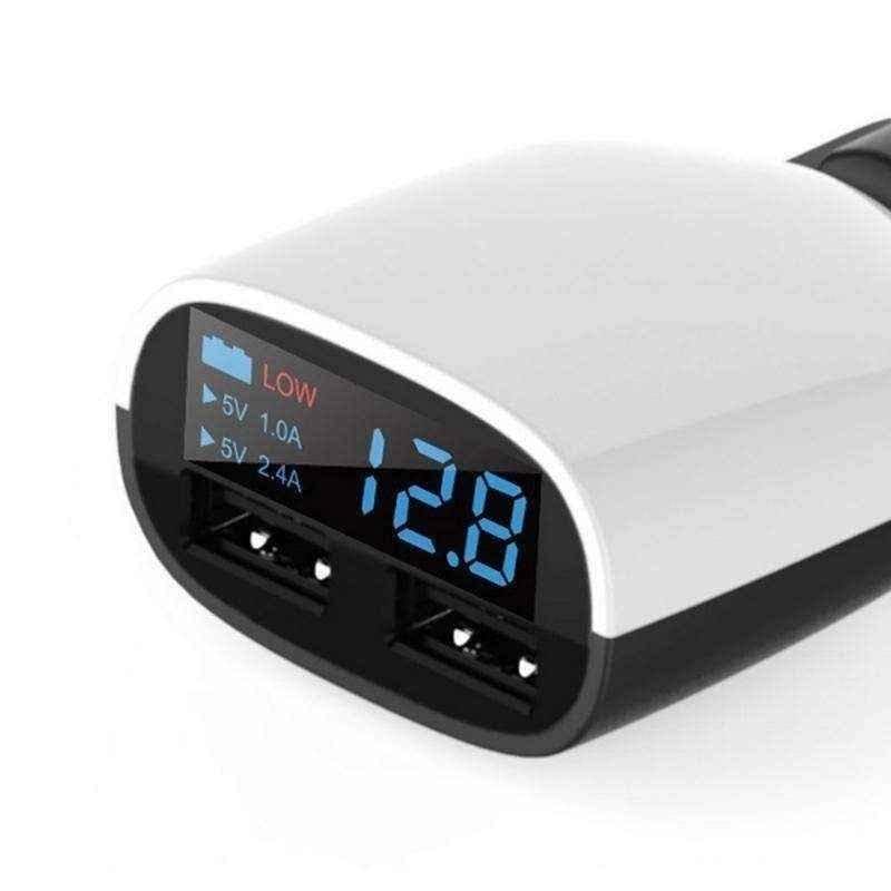 Car phone charger Dual USB LED Display UK