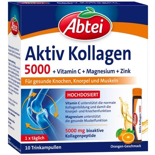 Collagen peptides, vitamins, minerals, ABTEI Active Collagen 5000 drinking ampoules - UKDorf
